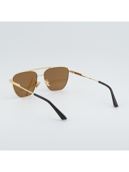 Bottega Veneta BV1236S 002 Sunglasses Gold Aviator Frame, Brown Lenses